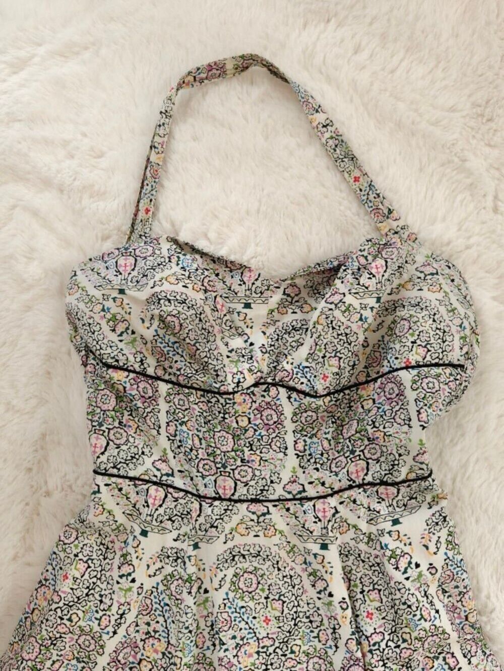 Anthropologie Girls from Savoy Halter Dress Ruffle Multi Color Print Size 2 - Picture 4 of 15